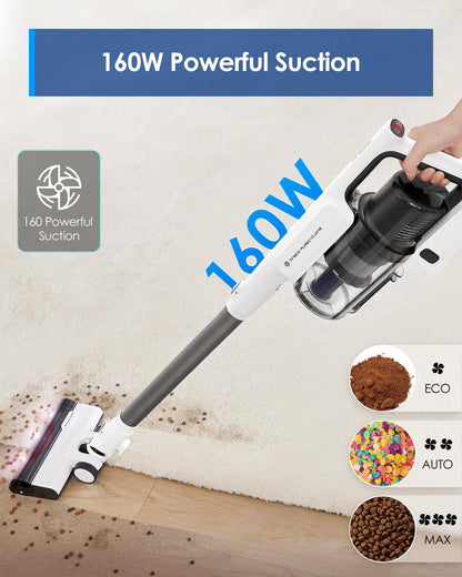 Tineco A30S Cordless Vacuum Cleaner, 160W Suction, 60Min Runtime, 1L Larger Dustbin, ZeroTangle Brush, PureCyclone Tech, Stick Vacuum Cleaner for Pet Hair, Carpet & Hard Floor