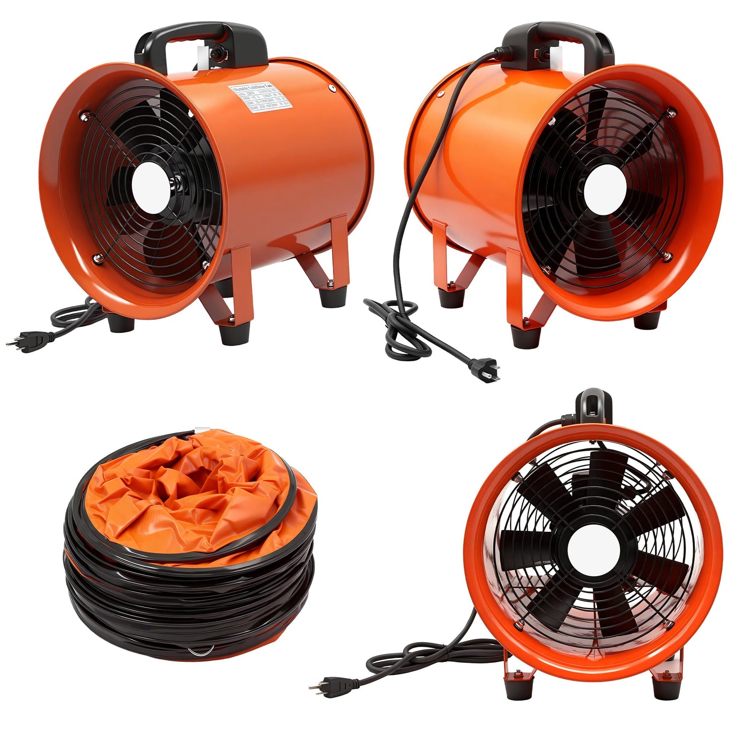 dreamdragon Upgraded 12-Inch Utility Blower Fan，Portable Industrial Exhaust Fan with 33ft Flexible Duct Hose，3300 RPM Low-Noise Ventilator for Workshops Warehouses and Basements
