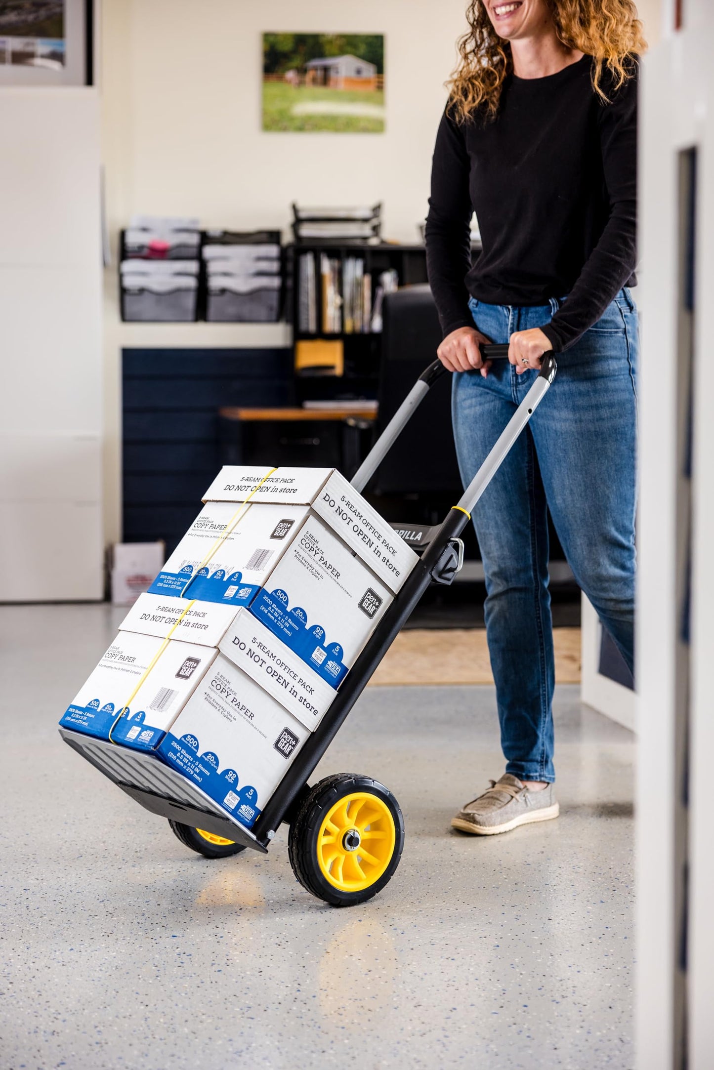 Gorilla 400 lb Capacity Steel Hand Truck, Telescoping Handle, Patented Trailer Locks, 8" No-Flat Wheels, Heavy-Duty Black Hand Truck