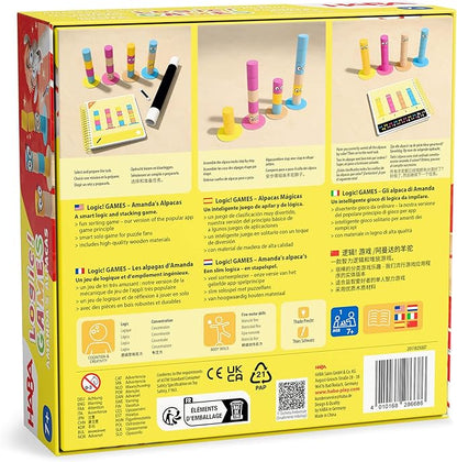 HABA Amanda's Alpacas Stacking Puzzle Game: 60 Logic Challenges and Brain Teaser Puzzles for Kids Ages 5+ Smart Games to Develop Fine Motor Skills &amp Problem Solving