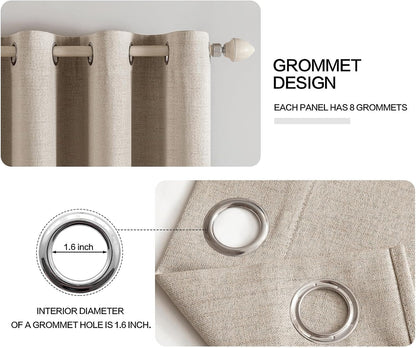 MIULEE 90-Inch Linen Textured Blackout Curtains - Thermal Insulated Taupe Grommet Drapes | Luxury Room Darkening (2 Panels)