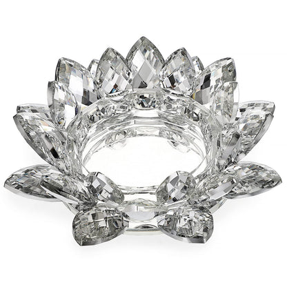 OwnMy Crystal Lotus Flower Candle Holder for Pillar Candle up to 3", Decorative Glass Lotus Petal Votive Candle Holder Tea Light Holder Candle Stand Candle Lamps for Home Decor Wedding Party (Clear)