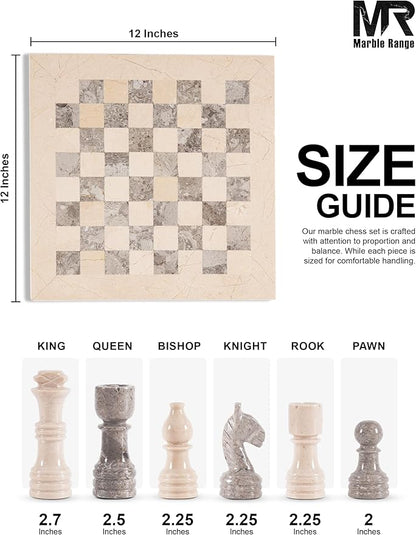 Marble Chess Set for Adults 12 Handmade Verona &amp Oceanic Board Game with 32 Chess Pieces 2 Extra Queens &amp Storage Box Luxury Travel Game Elegant for Home Decor