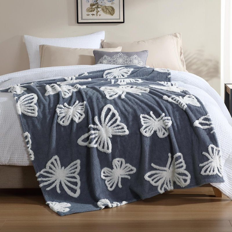 ClevaHome Super Soft Butterfly Pattern Throw Blanket - Ultra Cozy Warmth, Plush Fleece for All Seasons, Decorative and Comfortable, 50x60 inches