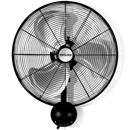 Hurricane Pro High Velocity Oscillating Metal Wall Mount Fan w/ 3 Speeds, Black, 20" - Corded Electric Air Cooling Unit w/ Powerful 4500 CFM Airflow for Home, Garage, Gym, Workshop & Greenhouse
