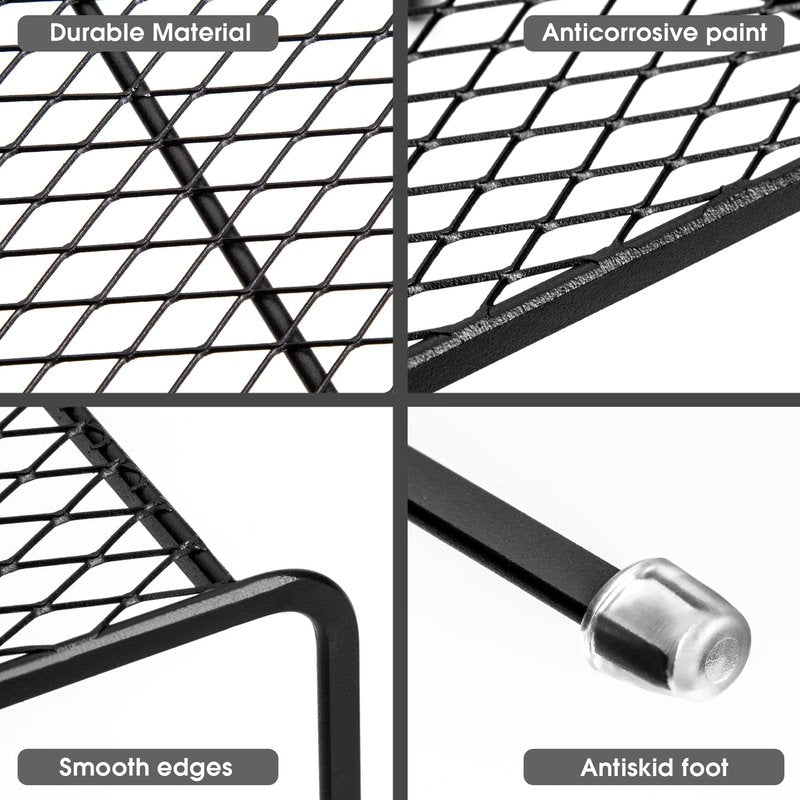 Lonian Kitchen Cupboard Organiser [ 2 Pack ], Home and Kitchen Storage Shelf Wire Rack for Kitchen Cabinets, Counter-Tops, Pantries, Food and Utensils (Black)