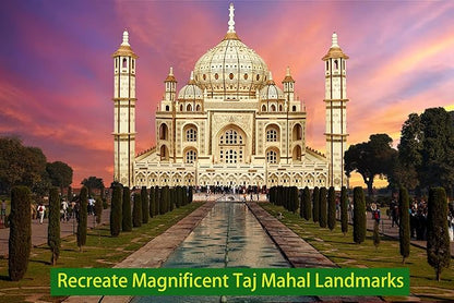 3D Wooden Puzzle Architecture Building Taj Mahal Model Craft STEM Kit LED Light DIY Home Decoration Mother's Day Birthday Gift for Adults &amp Kids (Taj Mahal)