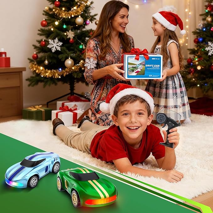 RC Drift Car 1/64 Mini Drift RC Cars 4WD Micro Remote Control Car with LED Lights and Speed Switch Cars Toys for Adults Kids Boys Age 6 7 8-12 Green