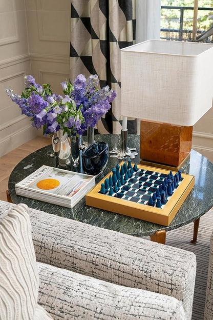 Printworks Lacquered Chess – Athena – Multi-Color Wooden Chess Set with Solid Wood Board – Elegant Coffee Table Game for Adults – Multilingual Instructions Included