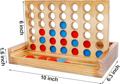Glintoper Tic Tac Toe &amp 4 in a Row Tables Game Set Classic Board Line Up 4 for Living Room Rustic Table Decor and Use as Game Top Wood Guest Room Decor Strategy Board Games for Families