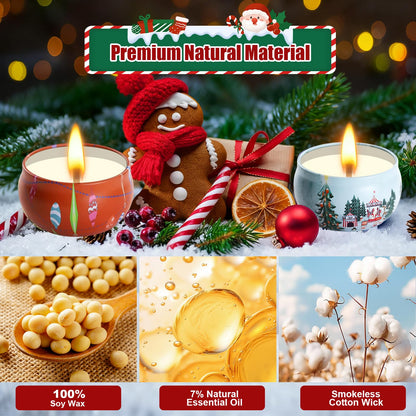 12 Pack Christmas Scented Candles with Natural Soy Wax, Long Lasting Aromatherapy Soy Candles for Home Scented, Christmas Candles Gift Set for Women & Friends