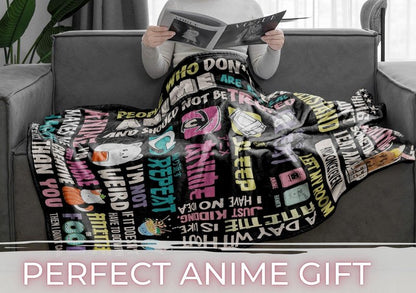 Anime Gifts Throw Blanket, Japan Japanese Kawaii Gift - Eat, 50" x 65"