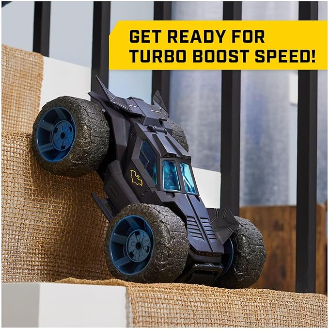 DC Comics Batman Stunt Force Batmobile Indoor Remote Control Car Turbo Boost &amp Crazy Stunts Collectible Super Hero Kids Toys for Boys and Girls 4 and Up