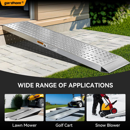 gardhom Aluminum Shed Ramp 55x11inch, 2PCS Riding Mower Ramps 3000lbs/Pair Capacity for Curb Steps Stairs Dirt Bike Motorcycle Lawn Mower Snow Blower Loading Ramps