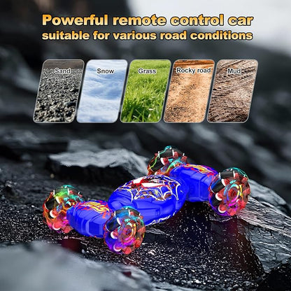 Remote Control Car Gesture Sensing RC Stunt Car 4WD Transform Off-Road Vehicle for 360° Rotation &amp Drift 2.4GHz Hand Controlled Twister Cars RC Cars Toys for Kids Boys Girls Birthday Gift Age
