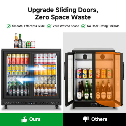 BODEGA BODEGACOOLER Back Bar Cooler,7.7 Cu.ft Commercial Beverage Refrigerator with 2 Sliding Glass Doors, Stainless Steel Top,Beverage Fridge Perfect for Beer,Wine,Soda,DOE Approved