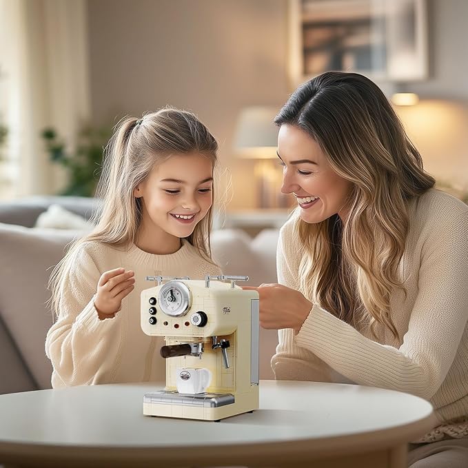 Retro Coffee Machine Building Set for Adults (678 Piece) Classic Semi-automatic Espresso Model Home Office Collection Vintage Coffee Blocks Toy Gifts for Building Blocks Lover
