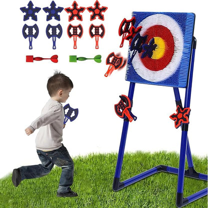 Axe Throwing Game for Backyard - 2-in-1 Axe Throwing Target Set with 4 Throwing Axes &amp 6 Darts - Easy to Carry Axe Throwing Target Game for Family &amp Adults - Carnival Games &amp Outdoor Indoo