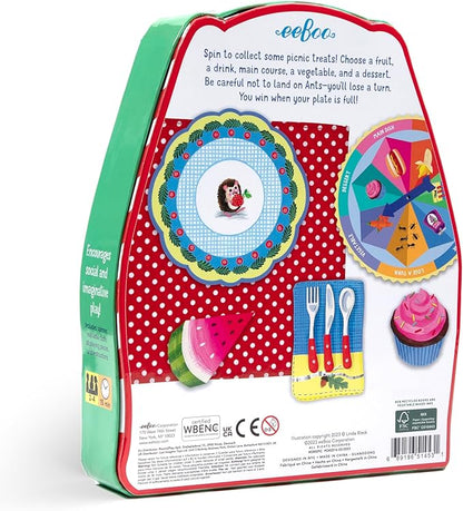 eeBoo: Spin to Play Picnic - Game for Kids Gather Food with Friends Preschool Ages 3+ 2-4 Players 15-25 Min Playing Time