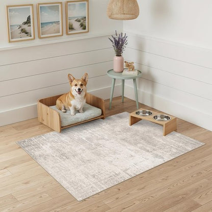 HAOYUNLAI Entryway Area Rug - Soft Abstract Design | Washable Non-Slip Carpet for Kitchen & Bedroom (2x3, Beige/Cream)