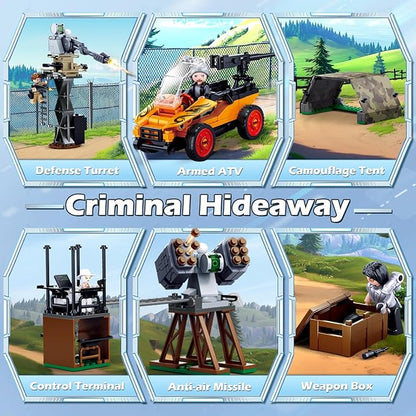 City SWAT Building Set - 7 Minifigures Helicopter Police Car &amp 830 Pieces - Compatible with Lego City Police Station - Gift for Boys &amp Girls Aged 6+