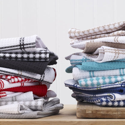 T-Fal Premium Waffle Dish Cloths: Highly Absorbent, Super Soft Long Lasting - 100% Cotton, 12"x13" Flat Waffle Dish Towel for Cleaning & Drying Dishes, (4-Pack), Grey