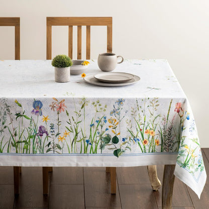 Maison d' Hermine Table Cloth Rectangle Table 100% Cotton 60 x 90 Inches Tablecloth Reusable Decorative for Dining Kitchen Room Farmhouse Home Gifts for Mothers Day Spring Summer - Fleurs De Mai