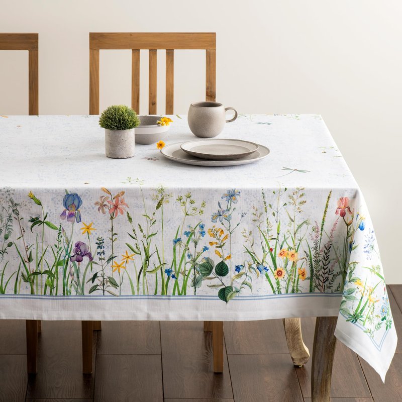 Maison d' Hermine Table Cloth Rectangle Table 100% Cotton 70 x 140 Inches Tablecloth Reusable Decorative for Dining Kitchen Room Farmhouse Home Gifts for Mothers Day Spring Summer - Fleurs De Mai