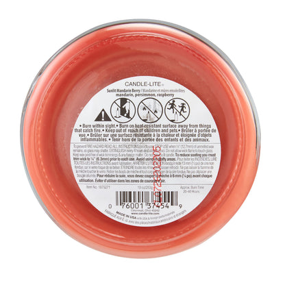 CANDLE-LITE Scented Sunlit Mandarin Berry Fragrance, One 10oz. 3-Wick Aromatherapy Candle with 20-40 Hours of Burn Time, Orange Color, 10 oz. Jar