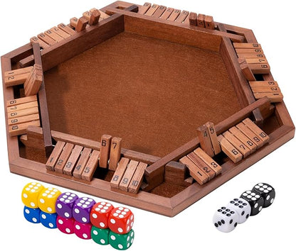 Shut The Box Wood Board Game2-6 Player Puzzle Game 16 Dice Educational and Entertaining Classic Tabletop Math Game for Kids