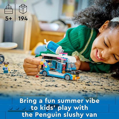 LEGO City Penguin Slushy Van Building Toy - Featuring a Truck and Costumed Minifigure Great Gift Idea for Boys and Girls Truck Toy for Kids Ages 5 and Up 60384