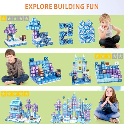 Vdealen 300 PCS Magnetic Blocks-Magnetic Building Blocks Stacking Magnetic Cubes Toy for Kids STEM Montessori Sensory Toys for Boys and Girls Age 3 4 5 6 7 8 9 10 11 12 Christmas Birthday Gift