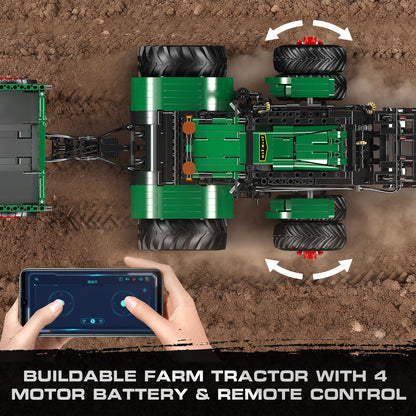 Mould King 17095 Farm Tractor with Trailer, Remote Control Tractors Building Set with 4 Motors, Buildabe Farm Vehicle Toy to Play, Construction Car Model for Adults, Ideal Gifts (2368 Pieces)