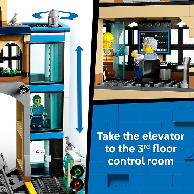 LEGO City Central Train Station Building Toy - Multi-Level Pretend Play Set for Boys &amp Girls Ages 7+ - Building Blocks for Kids - Gift Idea for Birthdays - 60469