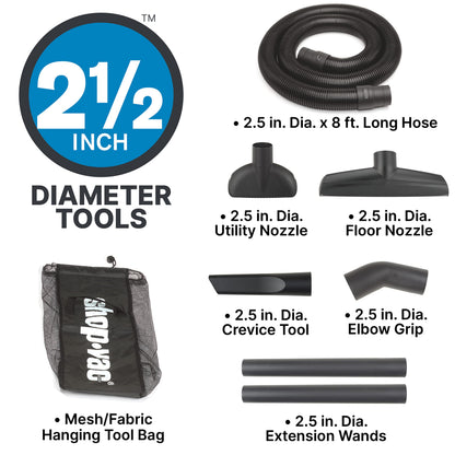 Shop-Vac 8252605 16 Gallon, Wet/Dry Utility Vacuum, 6.5 Peak HP, 2.5 Inch Diameter x 8 Foot Hose, 12 Foot Cord, Durable Design for Heavy-Duty Cleaning
