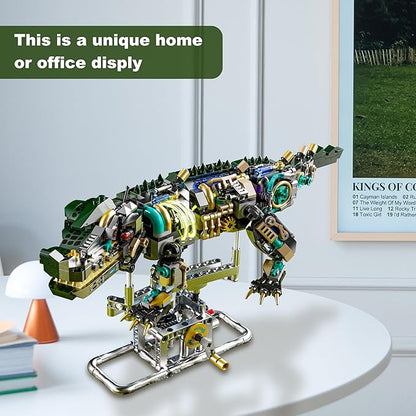 Mechanical Crocodile Building Set with Lights and Display Stand Lego-Compatible Animal Building Blocks Toy Home Decor Gift for Boys Teens Kids and Adults Aged 12+ (996 Pieces)