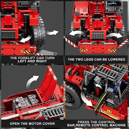 Reobrix Telescopic Arm Forklift Building Blocks Set with Motor RC Crane Mechanical Model Remote Control Tractor Technic Truck Toy for Adults MOC Buildinng Toys Ideas for Boys 14+