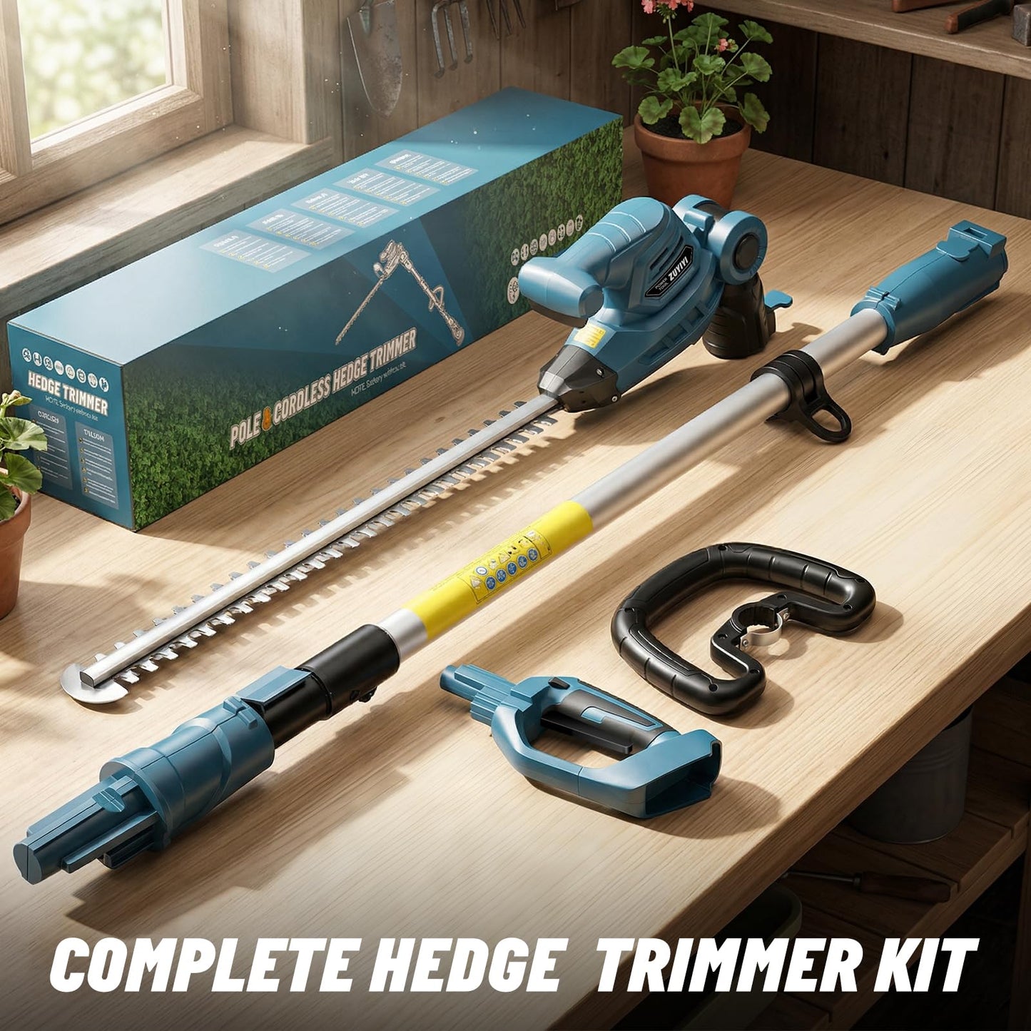 ZUYIYI Pole Hedge Trimmer Cordless for Makita 18V Battery, 2-in-1 Handheld & Long Reach Hedge Trimmer w/ 8.5FT Extension Pole, 20" Dual-Action, 3/4" Cutting Capacity, 150° Adjustable Head (Tool Only)