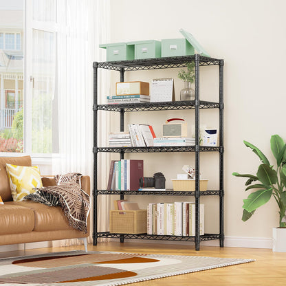 M MZG 1750 lbs Steel Storage Shelving 5-Tier Utility Shelving Unit Steel Organizer Wire Rack for Home,Kitchen,Office,Garage, 1750 LBS Capacity 17.7" D x 47.2" W x 72.3" H