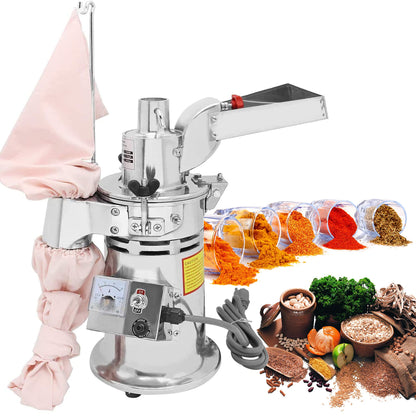 CGOLDENWALL DF-15 Hammer Mill Grinder Commercial Electric Herb Grinder Mill Industrial Automatic Continuous Spice Hammer Grain Mill Pulverizer Capacity 33 Pounds Per Hour Rotate Speed 20000r/min 110V