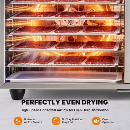 WILPREP Dual-Zone Food Dehydrator for Jerky, 12-Tray, 13 sq ft Food Dryer with Independent Control & 86–185°F Temp Range, Stainless Steel Dehydrator for Homemade Jerky Fruit Herbs Snacks