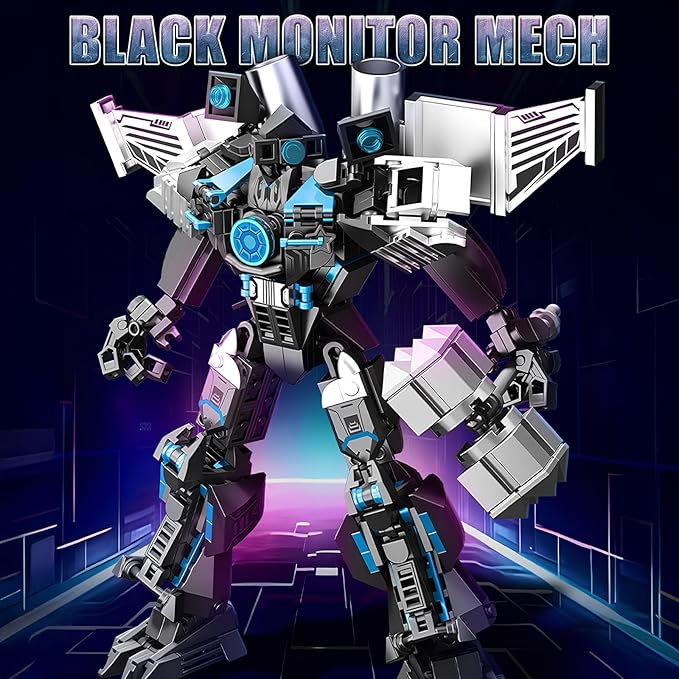 HIGH GODO Black Monitor Mech Robot Building Blocks Set Toilet Upgraded TV Figure Mech Model Building Kit Cool Creative Robots Toys Gift for Teens Adults 400 Pieces