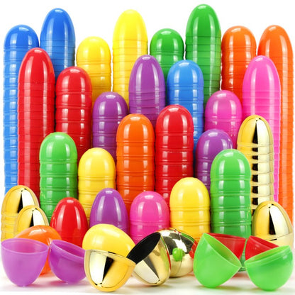 OCTERIC 160Pcs Easter Eggs, 2.3" Fillable Colorful Mix Gold Plastic Easter Eggs Empty for Easter Hunt, Easter Basket Stuffers, Party Favor, Classroom Prize Supplies