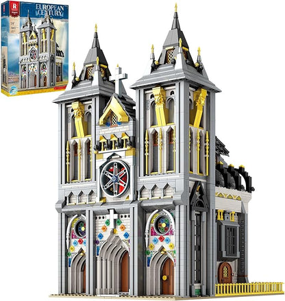 Reobrix Medieval Castle Building Block Set with LightArchitectural Model Kit 66027European Century ChurchConstruction Model for Adult and Teens Age of 14+Home DecorationIdea Art Gift3183 PCS