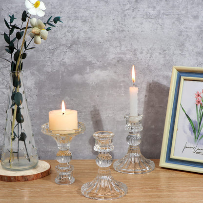 DARJEN Candlestick Holders Set, 4" H Taper Candle Holders Bulk, 12Pcs Glass Candle Holders for Wedding, Festival, Party & Windowsill Decor