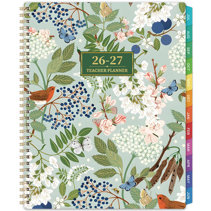 Teacher Planner 2026-2027 - Teacher Lesson Planner 2026-2027, 8.3" x 11", Jul.2026 - Jun.2027, Academic Planner, Weekly & Monthly Lesson Plan Book for Teachers with Back pocket, Colorful Tabs - Floral