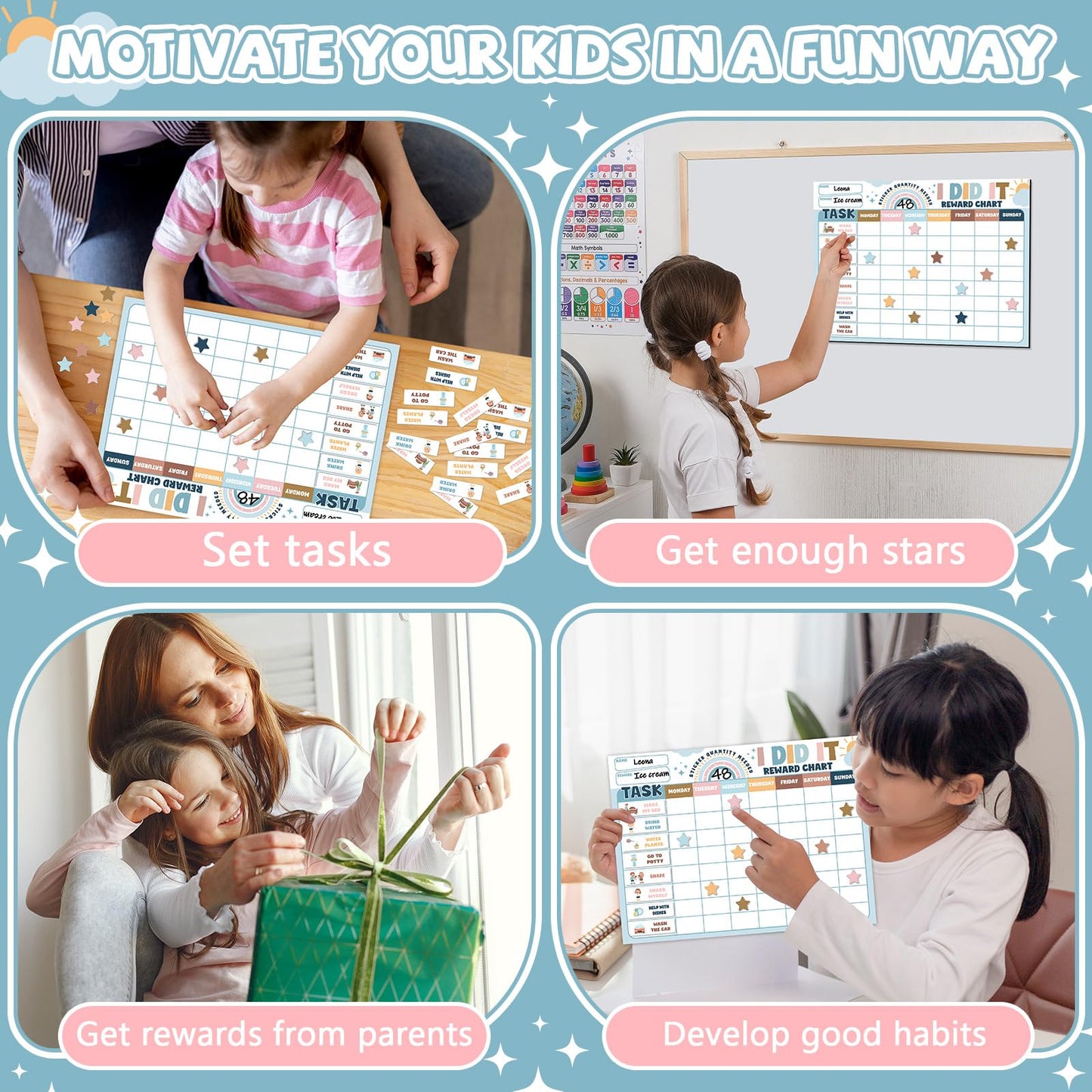 Magnetic Reward Chart for Kids at Home Boho Rainbow I Did It Motivate Behavior Reward Chart System Magnetic Behavior Tracker Boho Incentive Chore Pad to Develop Responsibility and Good Habits