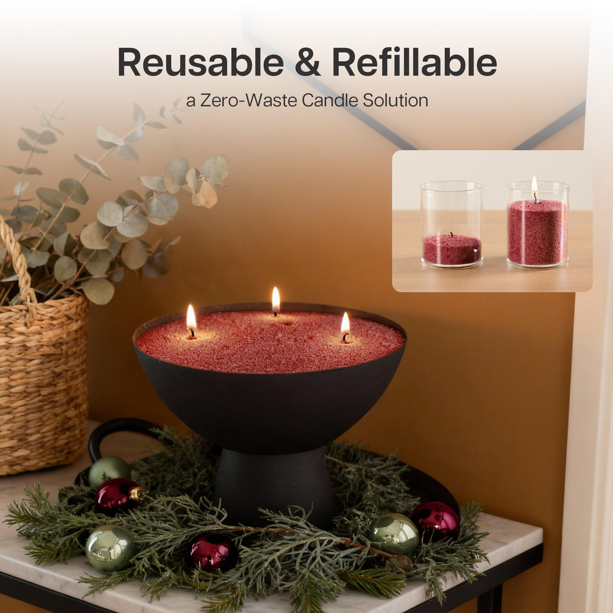 comforder Unscented Candle Sand with Wicks, Pearled Candle, Wax Granules, 14oz Sand Wax Granules + 4 Wicks (Red)