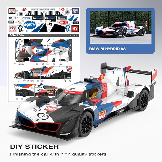 Voltz Toys 1/14 Scale Le Mans RC Car Licensed Le Mans Series Remote Control Toy Car Model for Kids and Adults with Open Doors and Lights Gift for Kids and Adult (BMW M Hybrid V8 LMDH)
