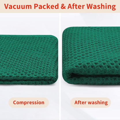Homaxy 100% Cotton Waffle Weave Kitchen Dish Towels, Ultra Soft Absorbent Quick Drying Cleaning Towel, 13 x 28 Inches, 8-Pack, Dark Green